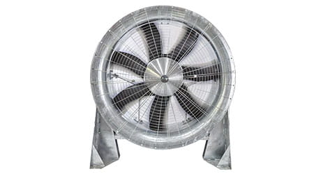 Axial flow fan B800CF, 7 fan blades with housing and floor support