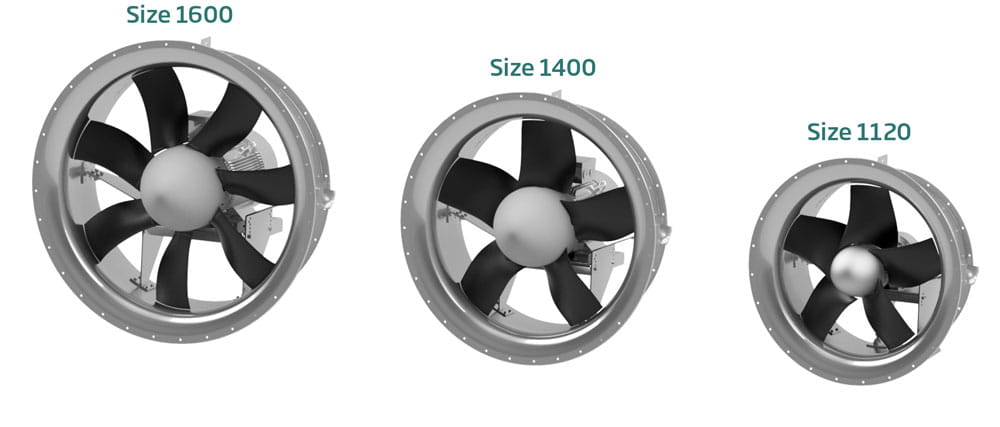 Axial Flow Fan with Carbon Fiber Blades Size Range